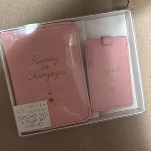Pink passport cover and luggage tag